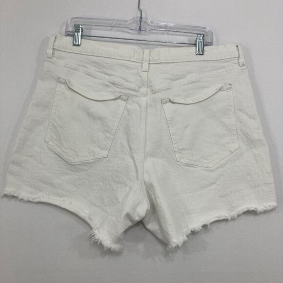 Abercrombie & Fitch size 33/16 White High Rise Frayed Hem the Dad Jean Shorts - Picture 8 of 9